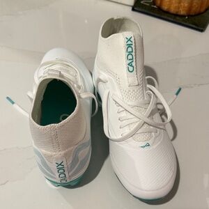 Women's White and Teal Athletic Shoes